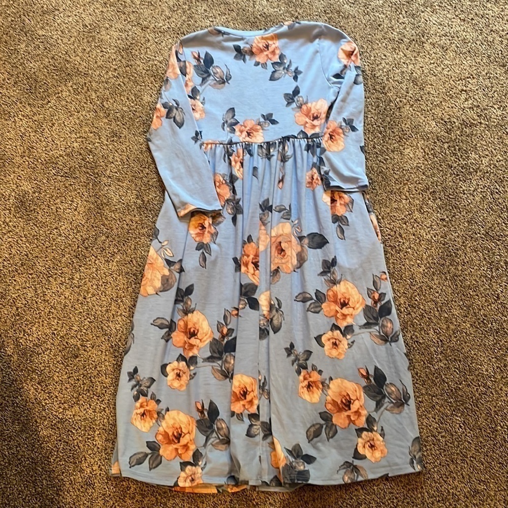 Flamingo Urban Blue Floral Empire Waist Dress Small - Picture 2 of 4